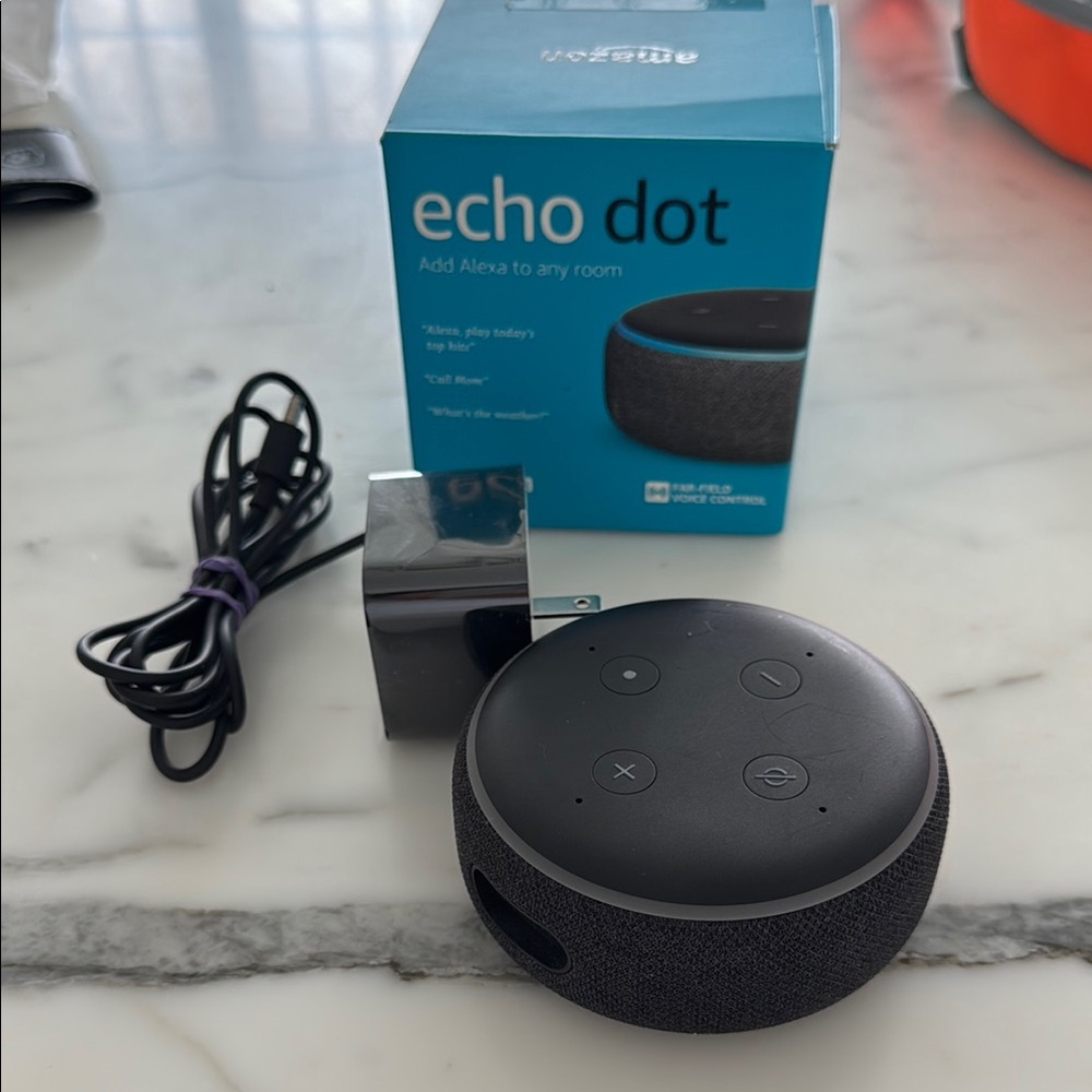 Amazon Echo Dot in Black and Gray